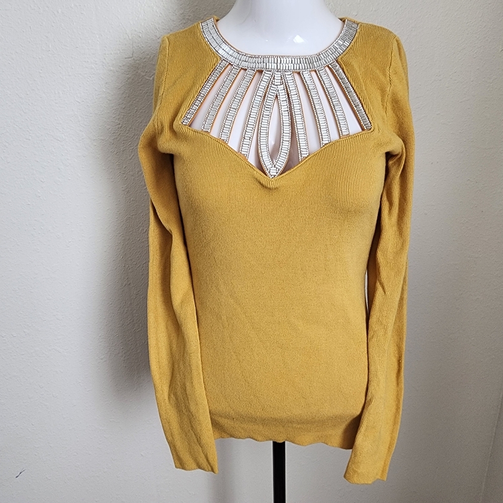 Mustard Yellow blouse with Silver Accents